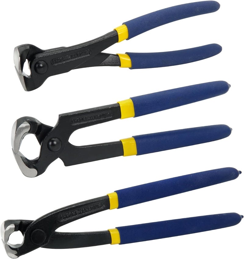 MANUFORE 3pcs Nail Puller Pincers Set, 8in Carpenters Pincers, 8in End Cutting Pincers, 8in Tower Pincers Set Nail Remover Tool for Pulling Nails or Cutting Wires - Image 1